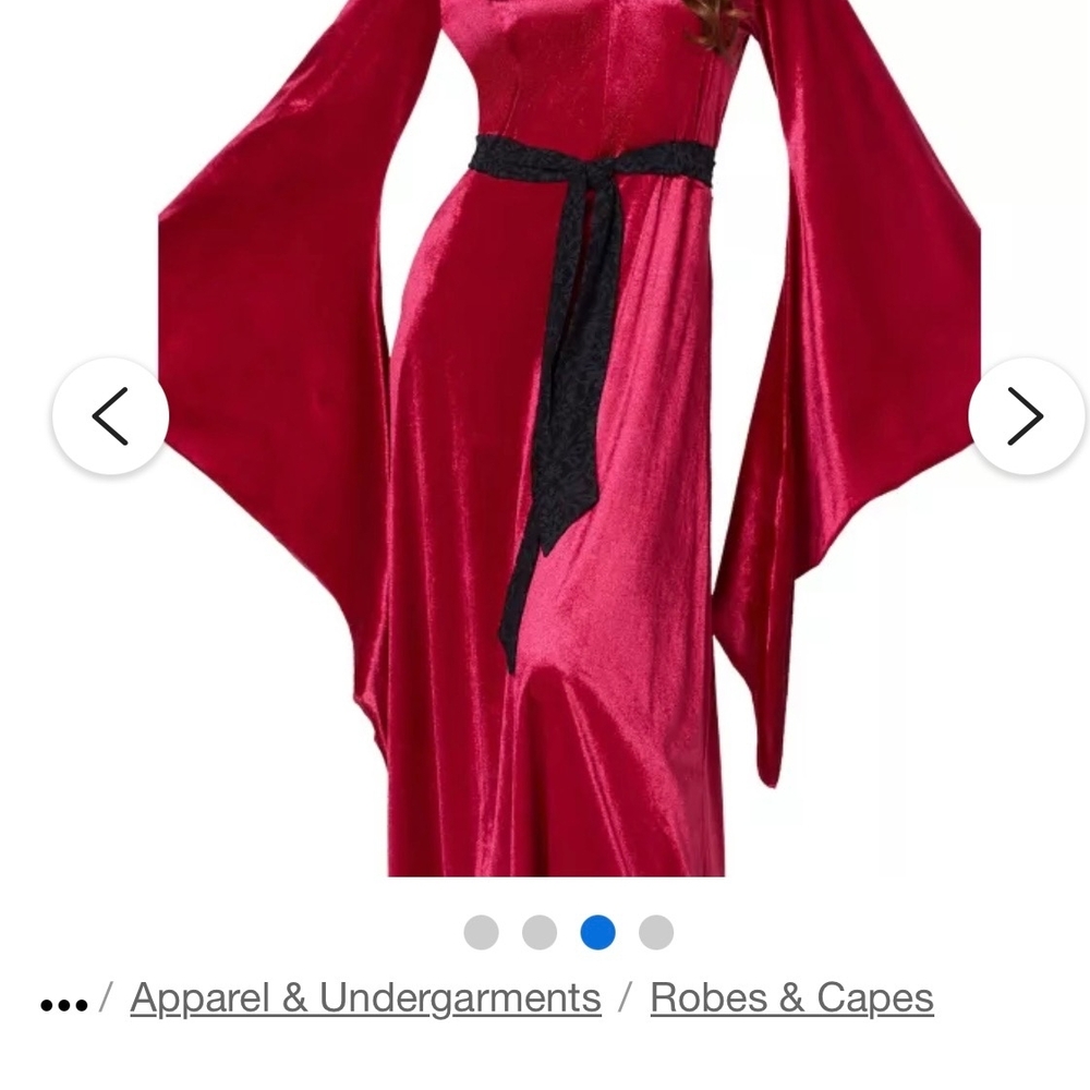 Burgundy Velvet Hooded Robe - Picture 3 of 4